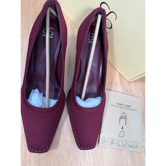 Cosy Island RefinEdge Square Toe Heeled Pumps  Burgundy size 9 - Picture 10 of 12